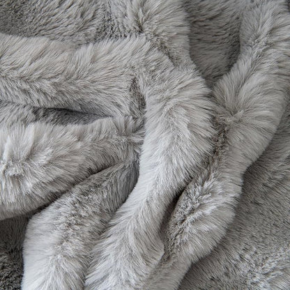 VM VOUGEMARKET Grey Couch Cover 1-Piece Universal Thick Faux Rabbit Fur Sofa Throw Cover Warm Soft Smooth Loveseat Cover Furniture Cover,Fluffy Plush Throw Blanket- Grey,71" x 118"