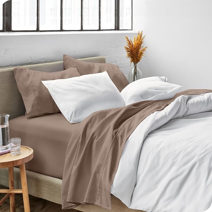 Bare Home Full Sheet Set - Luxury 1800 Ultra-Soft Microfiber Full Bed Sheets - Double Brushed - Deep Pockets - Easy Fit - 4 Piece Set - Bedding Sheets & Pillowcases (Full, Taupe)