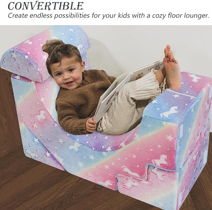 MeMoreCool Foam Climbing Toddler Couch, Modular Kids Sofa with Slide & Stair, Convertible Baby Couch for Playroom, Sectional Furniture for Crawling, Climbing, and Kids’ Play