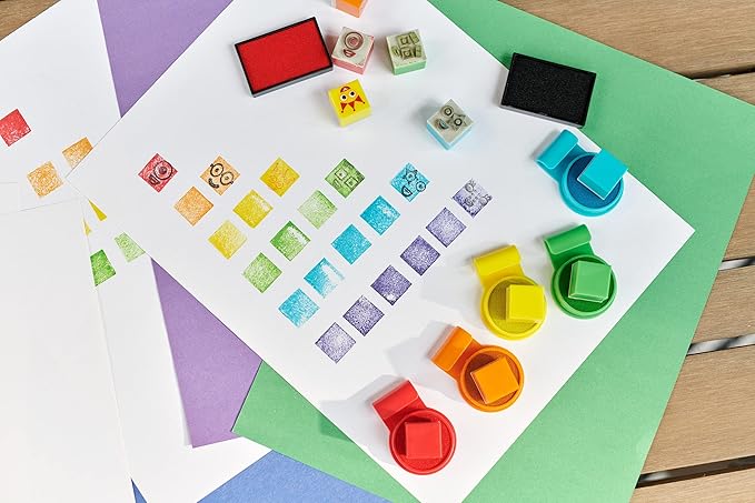 hand2mind Numberblocks Stampoline Park Stamp Activity Set, 20 Stamps, 12 Washable Ink Pads, Number Toys, Kids Arts & Crafts, Preschool Math Toys, Toddler Learning Activities, Birthday Gifts for Kids