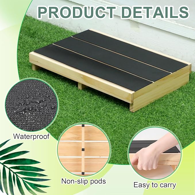 3.5" Wooden Platform Step Stool,24" Platform with Non Slip Rubber Stepping Surface for Adults & Elderly Bed Steps Wooden Mobility Stepping Stools for Bedroom, Bathroom, Kitchen, Garden