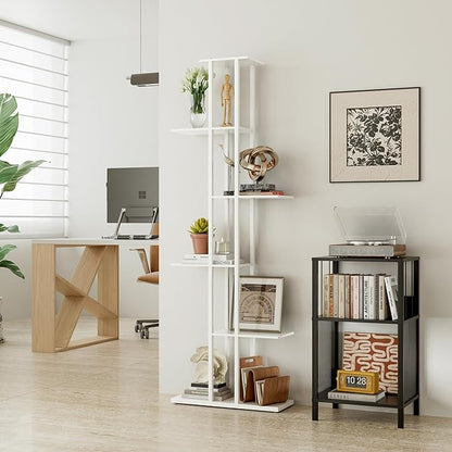 Bookshelf，Small Bookcase for Small Space，6-Tier Bookshelf for Living Room, Home Office, Study，9.45 x 20.8 x 62.2 Inches,White