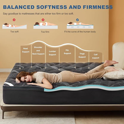 Bedlore 4-Inch Twin Mattress Topper for Back Pain - Dual Layer Medium Support (2" Gel Memory Foam + 2" Cooling Fluffy Pillow Top Pad), Breathable & Pressure Relief (Gray)