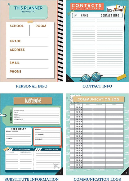 Carson Dellosa Let's Explore Teacher Planner 2025-2026, Undated 8" x 11" Lesson Plan Book With Retro Stickers, Class Schedule, Weekly Calendar, Classroom Must Haves, Homeschool and School Supplies