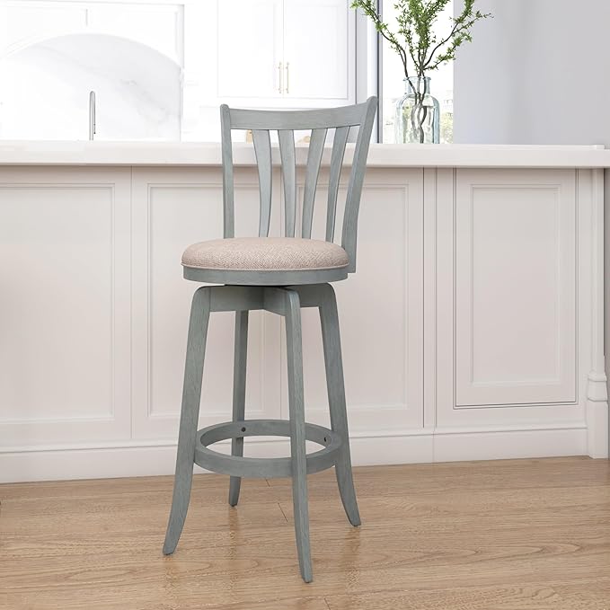 Hillsdale Furniture Savana Wood Bar Height Stool, 30" high, Blue Wire Brush