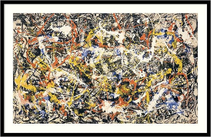 Amanti Art Framed Wall Art Print 27x41 Convergence by Jackson Pollock, Abstract Wall Art, Museum Masters Classics Decor, Large Poster Painting Artwork for Living Room, Bedroom, Bathroom, Kitchen