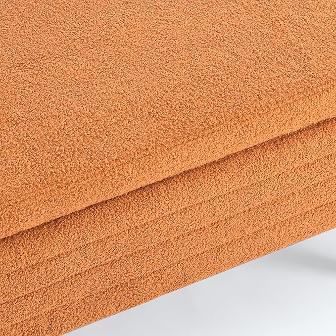 Furniliving 46” Storage Benches, End of Bed Bench with Button-Tufted Large Upholstered Storage Ottoman Teddy Window Bench with Storage Shoe Cabinet Bench, for Bedroom, Entryway, Closet, Orange