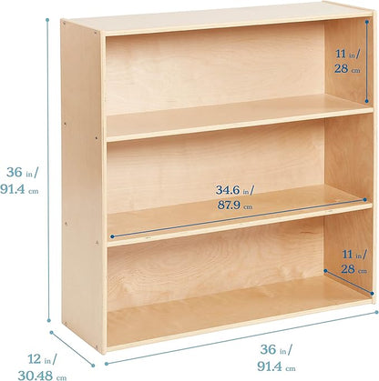 ECR4Kids Streamline 3-Shelf Storage Cabinet, 36in, Kid's Bookshelf, Natural