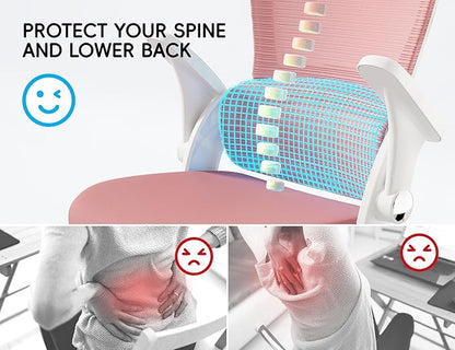 TRALT Office Chair - Ergonomic Office Chair with Back Support, Home Office Desk Chairs, Comfy Desk Chair, Computer Chair, 330lbs Wide Seat Big and Tall Office Chairs for Students (Pink)