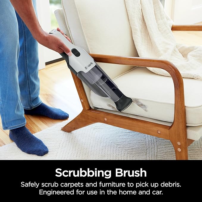 Shark Cyclone PET Handheld Vacuum with, HyperVelocity Suction, Powerful Pet Hair Pickup, Lightweight, XL Dust Cup, Including Upholstery Tool, 8" Crevice Tool, Scrubbing Brush, Pearl White, AA701