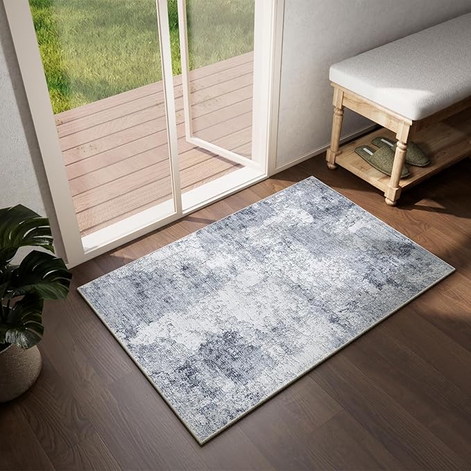Washable Small Entryway Area Rugs: 2'x3' Modern Rug Non Slip Door Mat Indoor Entrance Stain Resistance Low Pile Throw Rugs for Inside Front Door Floor Bedroom Bedside Kitchen Dorm Office Home Entry