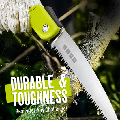 Folding Camping saw 11 Inch - Heavy Duty Pruning Saw with Triple-Cut SK5 Blade, 7 TPI Razor Teeth for Tree Trimming, Wood Cutting, Camping, Bushcraft, and Gardening
