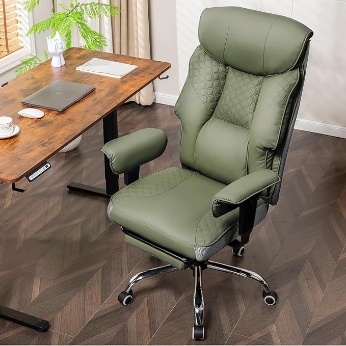 GTRACING Big and Tall Office Chair 400LBS Wide Ergonomic Gaming Chair with Deluxe Embossing Designed Leather with Foot Rest,150°Reclining Adjustable Soft Armrests Pocket Spring Back Support and Pillow