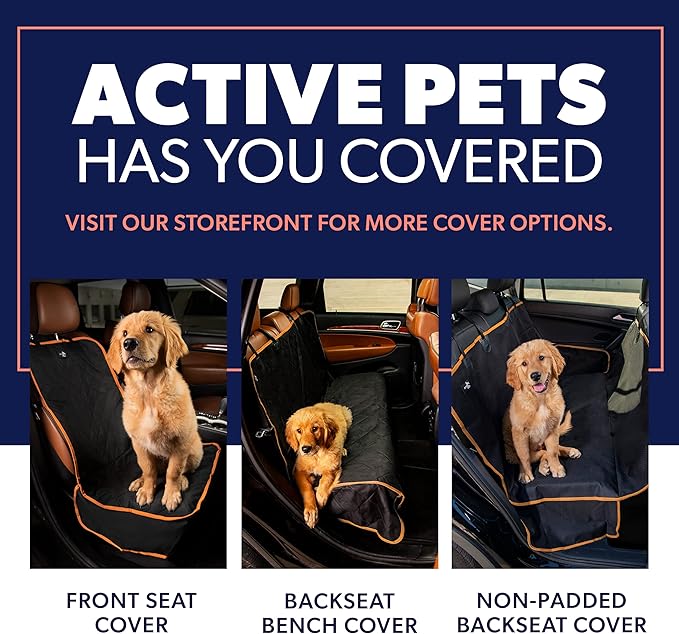 Active Pets Orange XL Dog Car Hammock Back Seat Cover, Waterproof Backseat Cover Protector for Truck Bench Rear of Sedans or SUVs, Essential Pet Supplies Vacuum or Wipe Clean, Machine Washable