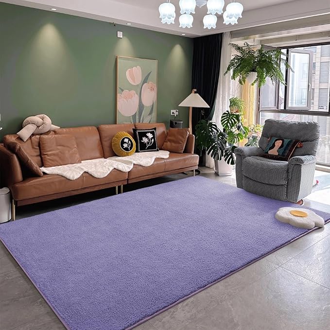 DweIke 6x9 Purple Area Rugs for Bedroom, Super Soft Living Room Rug, Thickened Memory-Foam Throw Carpet, Non-Slip and Washable Carpets for Kids Boys Girls Room Dorm Nursery Home Decor