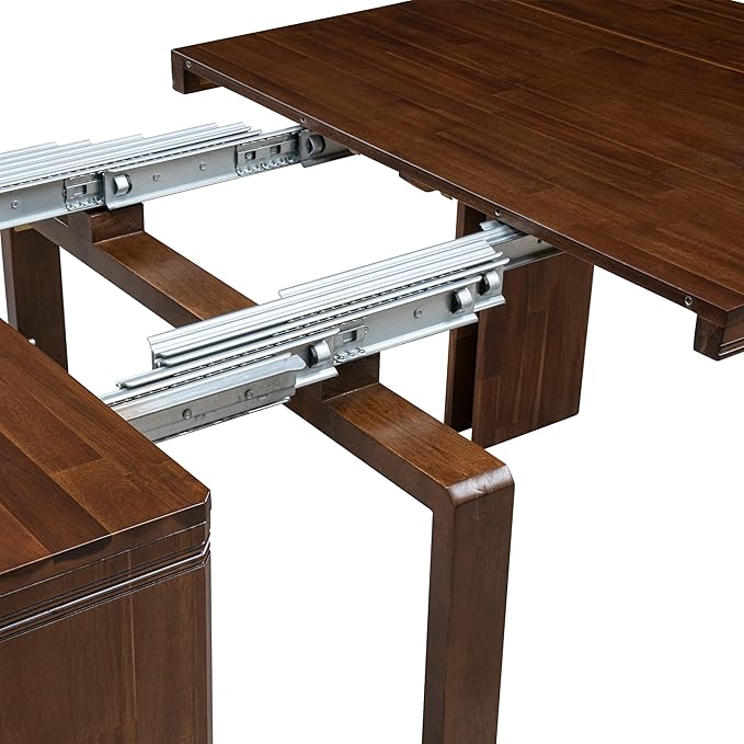 X12AS-0C8-27 - 14-Pc Dining Table Set contains an Extendable Rectangle Kitchen Table, 1 Coffee Table and 12 Polyester Fabric Dining Chairs, 39x120 Inch, Antique Walnut