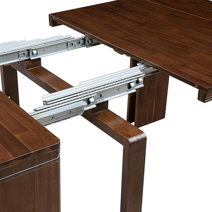 X02DA-208-12 - 5-Pc Kitchen Table Set includes an Extendable Rectangle Kitchen Table, 2 Polyester Fabric Dining Chairs and 2 Modern Benches, 39x120 Inch, Antique Walnut