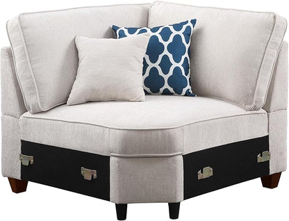 116" Convertible Sectional Couch with Movable Ottoman and 6 Throw Pillows,Chenille Upholstered Comfy Sofa 7 Seater,L-Shaped,Free Combination,Easy Assembly for Living Room,Apartment,Office,Beige