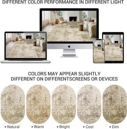LEPEII 5x7 Area Rugs, Rugs for Living Room, Indoor Non-Slip Washable Rug for Bedroom, Dining Room, Low Pile Home Decor Neutral Area Rug