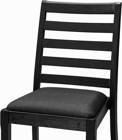 X07X1-B06-24 9-pc Modern Dining Room Table Set a Rectangular Dining Table and 2 wooden Benches and 7 Black Polyester Stackable Chair, 39x120 Inch, Wire Brushed Black