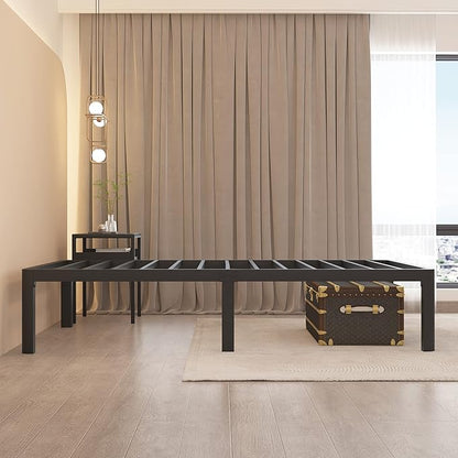 MAF 16 Inch Twin XL Bed Frames with Round Corner Legs Mattress Slide Stopper No Box Spring Needed Heavy Duty Metal Platform Bed Frame Under-Bed Storage Space, 3000 LBS Steel Slats Support