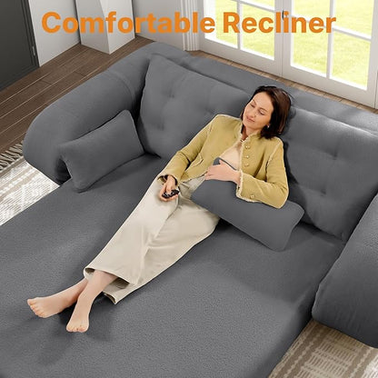 Rovibek 94" x 78" Oversized Floor Sofa with 4 Pillows, 3-in-1 Convertible Sleeper Sofa Bed, Compressed Couch in a Box for Living Room, Apartment, and Guest Room, Gray