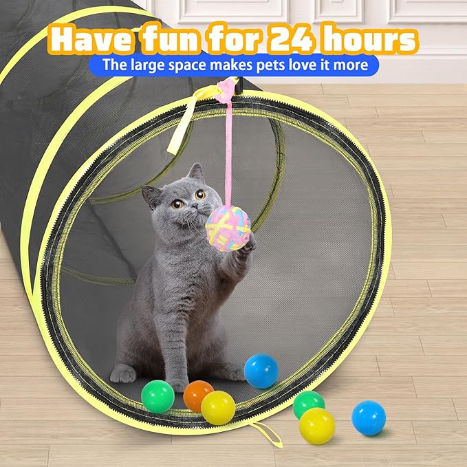 Wilwolfer 5 in 1 Cat Enclosure - Outdoor Cat Tent with Tunnel & House - Portable Pet Playpen for Cats, Puppies & Small Animals