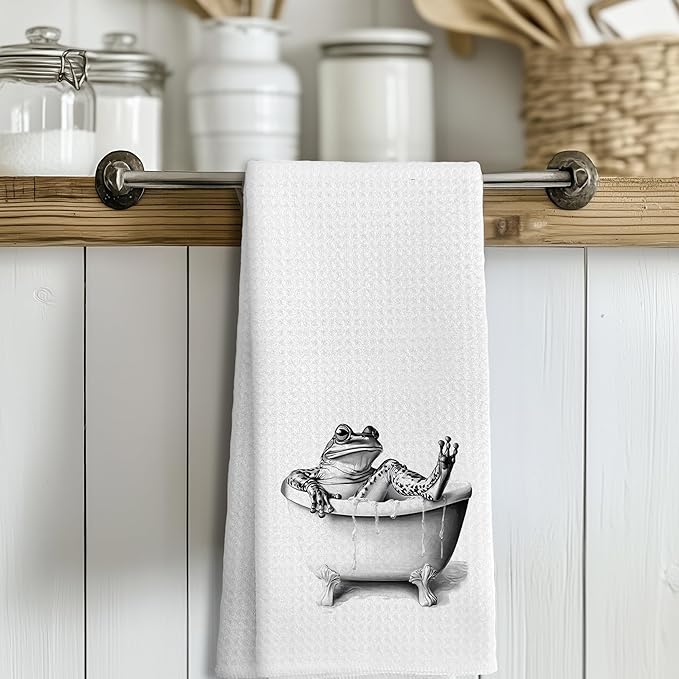 Funny Bathroom Hand Towels，Frog Gifts for Women,Frog Bathroom Decor,16x24 inch