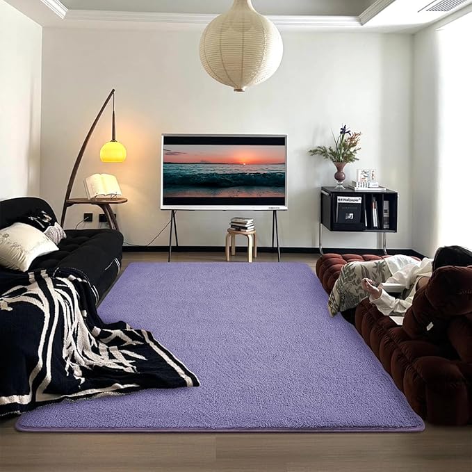 DweIke 5x7 Purple Area Rugs for Bedroom, Super Soft Living Room Rug, Thickened Memory-Foam Throw Carpet, Non-Slip and Washable Carpets for Kids Boys Girls Room Dorm Nursery Home Decor