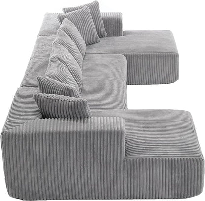 Free Combination Cloud Boneless Modular Sectional Sofa with Chaise Lounge,Modern Minimalist Upholstered Couches, Oversized U Shaped Lounge Sofa Couch w/ 8 Pillows