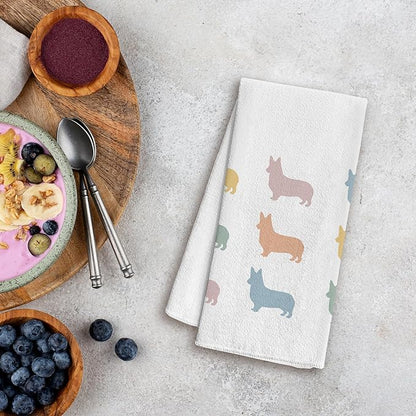 Corgi Kitchen and Bathroom Hand Towels - Dog Tea Towels, Gifts for Women and Corgi Lovers, Decorative Decor, 1624 Inches