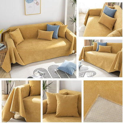 STACYPIK Waterproof Ginger Couch Cover for Sectional, Loveseat Covers, Futon Cover, L Shaped Cover, Anti-Cat Scratch Furniture Protector for 2 Cushion Couch，Washable Pets Protector Sofa Cover-71X90IN