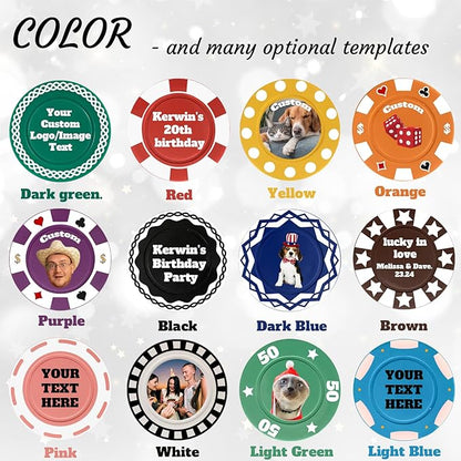 Custom Poker Chips Personalized Plastic Poker Chips with Logo Funny Parties Chips Print Your Photo or Text Golf Ball Markers for Putting Green White