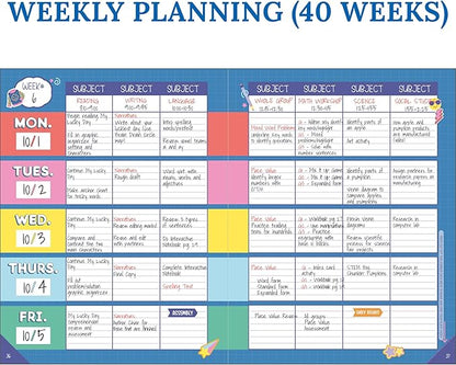 Carson Dellosa We Stick Together Teacher Planner 2025-2026, Undated 8" x 11" Lesson Plan Book With Retro Stickers, Class Schedule, Weekly Calendar, Homeschool and School Supplies, Classroom Must Haves