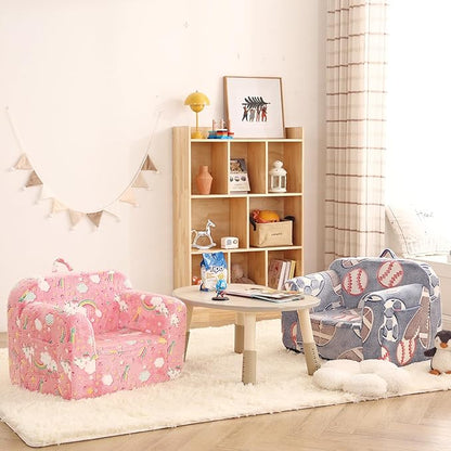 Toddler Chair Plush Kids Couch, Comfy Kids Sofa Toddler Lounger Chair for Bedroom, Convertible Toddler Couch for Girls and Boys, Reading Chair for Kids