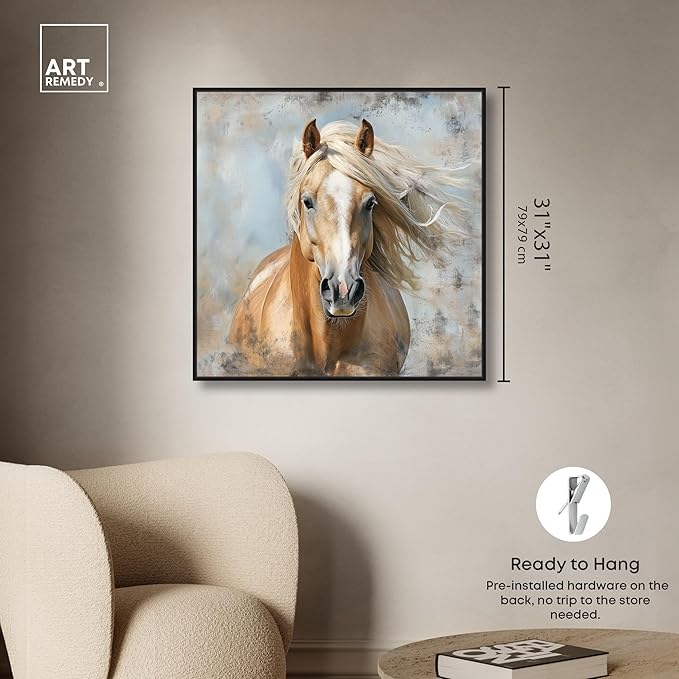 Art Remedy Rustic Rider Canvas Horse Wall Art, Black Frame, 30" x 30"