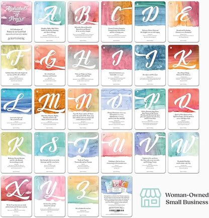 Alphabet of Praise Bible Verse Cards | Scripture Prayer Cards for Women - Character and Attributes of God | Daily Devotional, Meditation and Memory Flashcards, Christian Gifts by Scriptionery