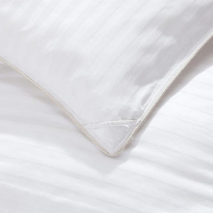 Luxurious All-Season Goose Down Feather Fiber Comforter Duvet Insert, Exquisite Twin White Stripe Design, Premium Baffle Box, 100% Cotton Down Proof Fabric, 50 oz. Fill Weight