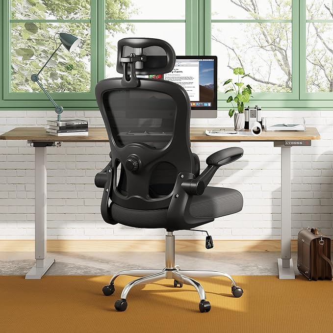 DEVAISE Office Chair, Breathable Black Mesh Elegance with Ergonomic Comfort for Professionals & Gamers