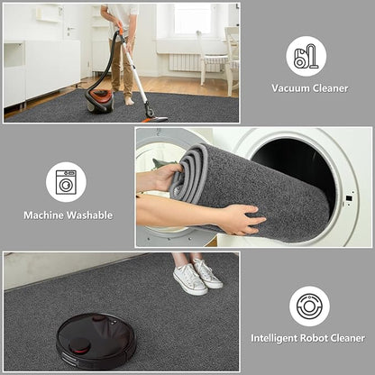 DweIke 5x7 Dark Grey Area Rugs for Bedroom, Super Soft Living Room Rug, Thickened Memory-Foam Throw Carpet, Non-Slip and Washable Carpets for Kids Boys Girls Room Dorm Nursery Home Decor