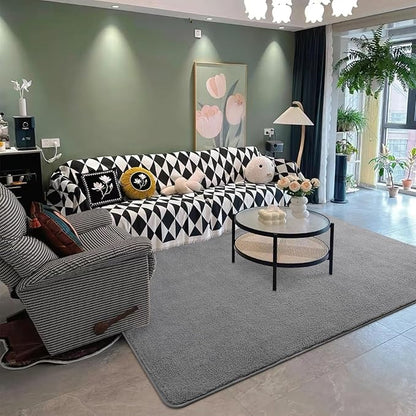 DweIke 6x9 Grey Area Rugs for Bedroom, Super Soft Living Room Rug, Thickened Memory-Foam Throw Carpet, Non-Slip and Washable Carpets for Kids Boys Girls Room Dorm Nursery Home Decor
