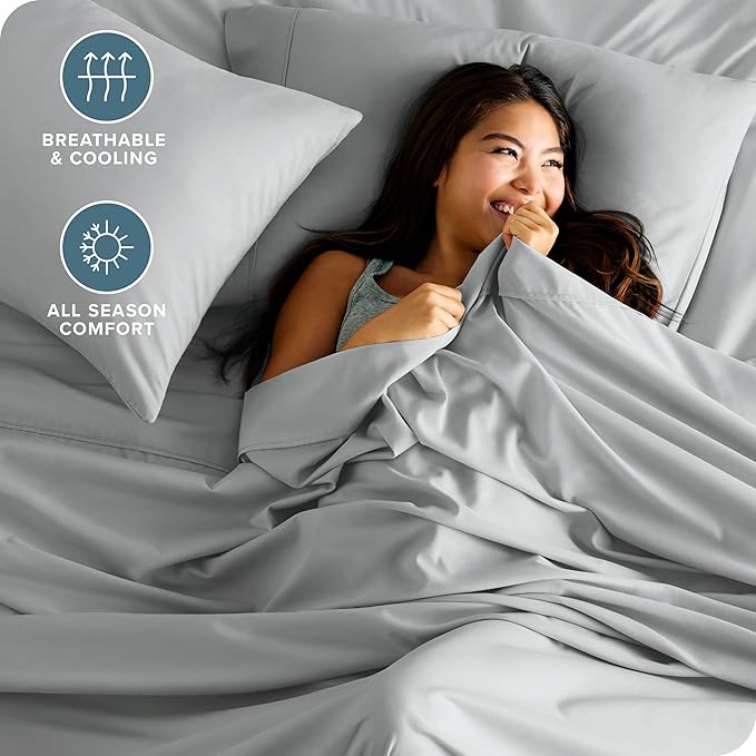 Bare Home Full Sheet Set - 1800 Ultra-Soft Microfiber Full Bed Sheets - Double Brushed - Deep Pockets - Easy Fit - 4 Piece Set - Bed Sheets (Full, French Grey)