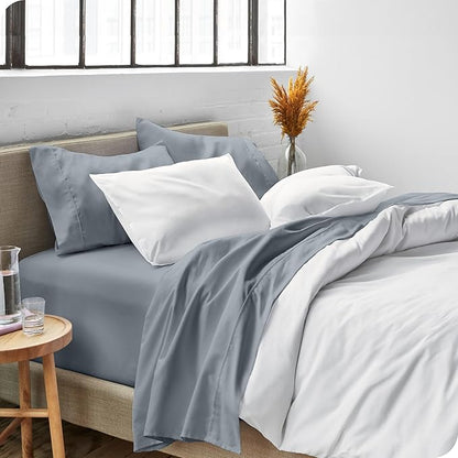 Bare Home Twin Sheet Set - 1800 Ultra-Soft Microfiber Bed Sheets - Double Brushed - Deep Pockets - Easy Fit - 3 Piece Set - Bed Sheets (Twin, Steel Blue)