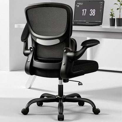 Home Office Desk Chair, Ergonomic Office Chair with Lumbar Support and Adjustable Armrests, Office Chair, Breathable Mesh Mid Back Computer Chair, Modern Comfy Desk Chair
