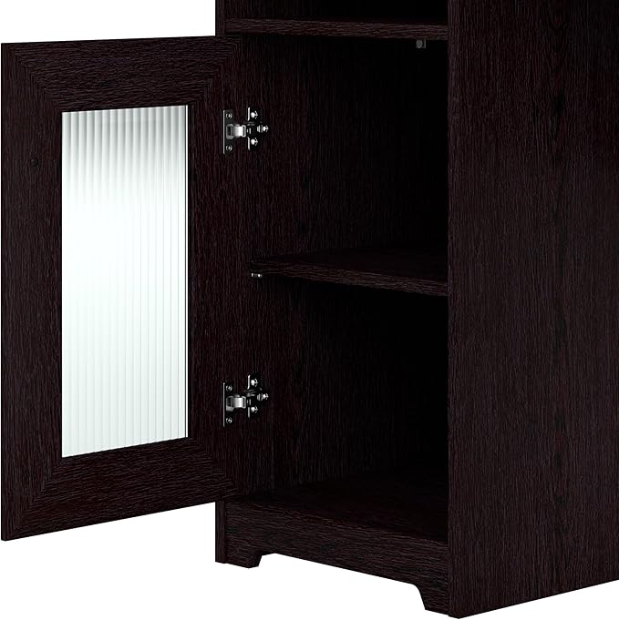 Bush Furniture Cabot L Shaped Computer Hutch, Corner Desk with Storage for Home Office, 60W, Espresso Oak