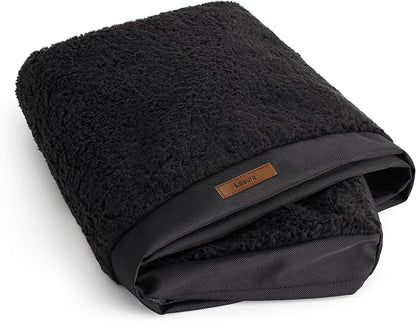 LE SURE XL Washable Dog Bed Cover Replacement Plush Fleece Cover for Orthopedic Egg Crate Foam Pet Mat 44x32x3 Inches, Black