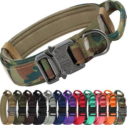 Joytale Tactical Dog Collar with Handle, Adjustable Heavy Duty Military Collar with 2 Patches for Training, Suitable for Medium Dogs, Camouflage, M