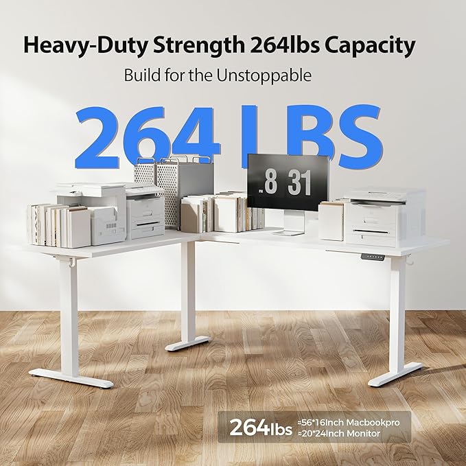 Agilestic Triple Motors 73" x 60" L Shaped Standing Desk, Electric Standing Desk Adjustable Height, Extra Large Desktop Corner Table for Home Office, Gaming Workstation, Splice Board, White