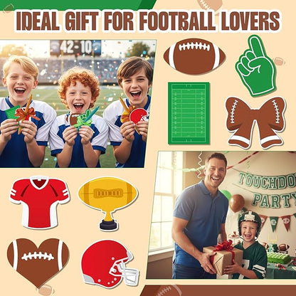 Football Sticky Note Pads - Football Game Day Bright Colors Super Sticky Note Pads Ribbons Ballpoint Pens Sticking Power Page Markers Strong Adhesive Semester School Supplies Clean Removal