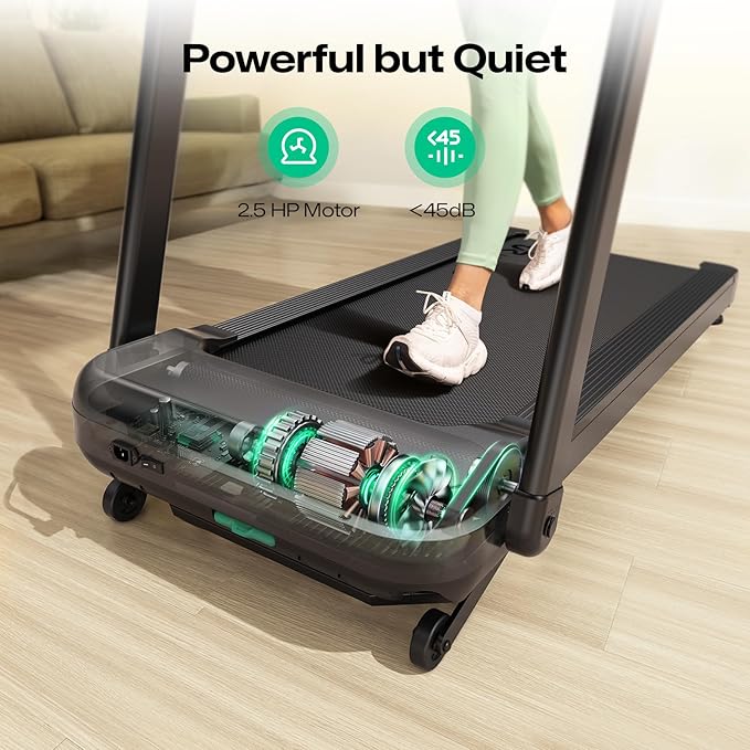 UREVO Treadmill with Desk Workstation, Walking Pad Treadmills for Home Office, Under Desk Compact Design Treadmill with HIIT Programs, Remote Control, LED Display